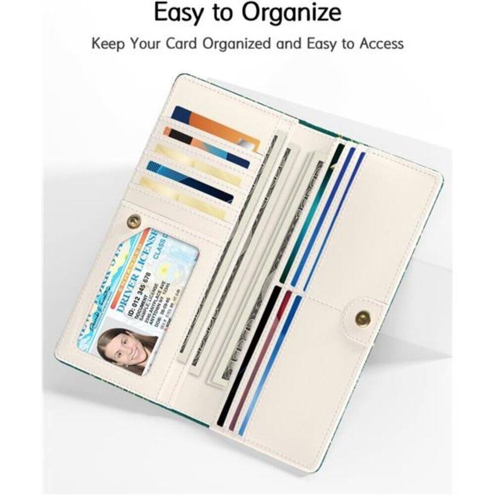 Women's Wallet, RFID Slim Wallets Green Desing - Picture 9 of 9